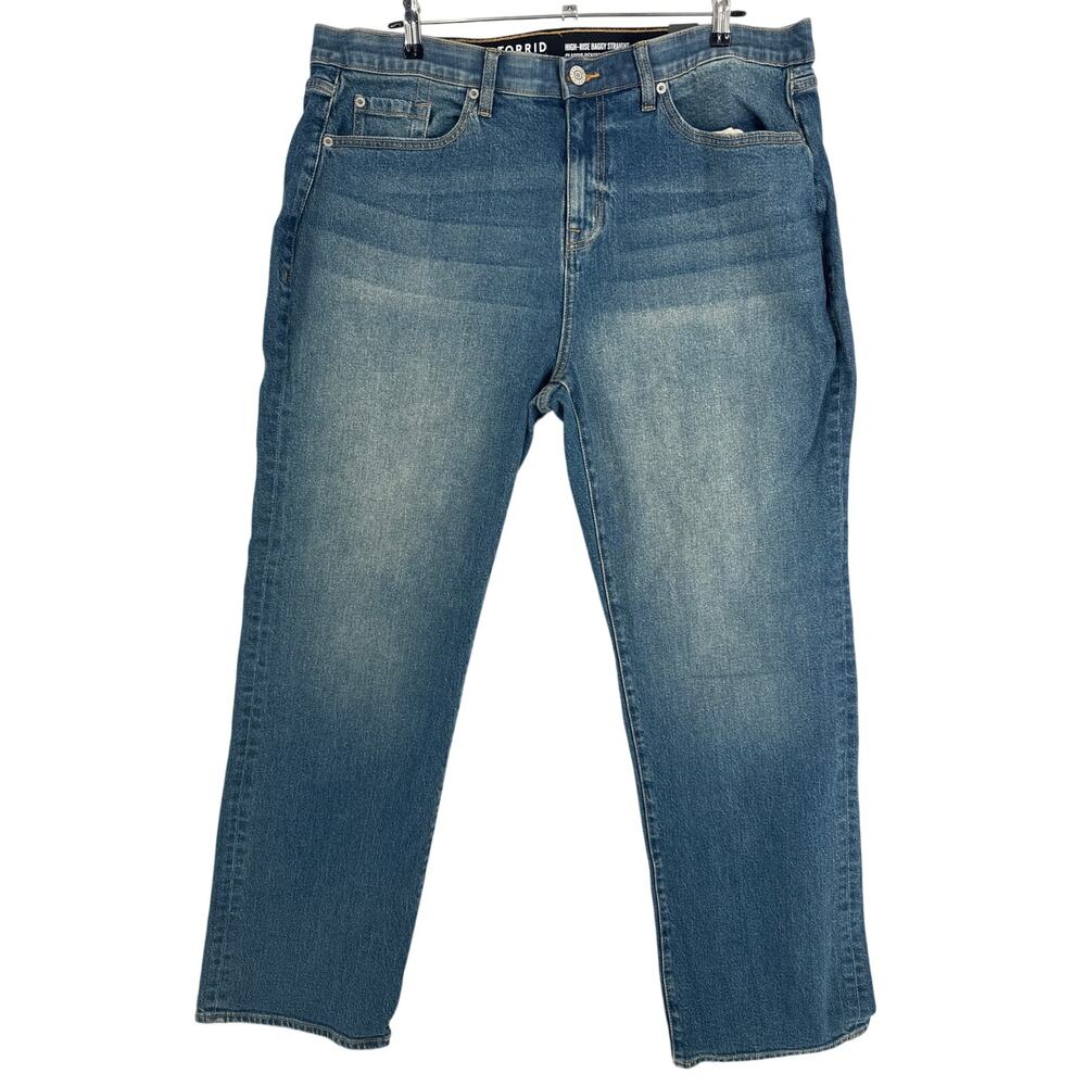 Torrid feel the fit high rise baggy straight classic denim blue size 16T